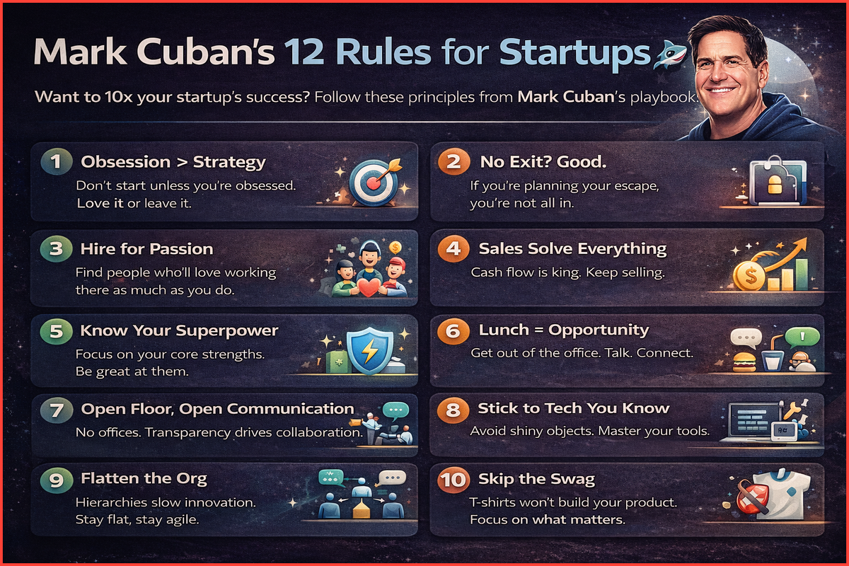 🦈Mark Cuban’s 12 Rules for Startups