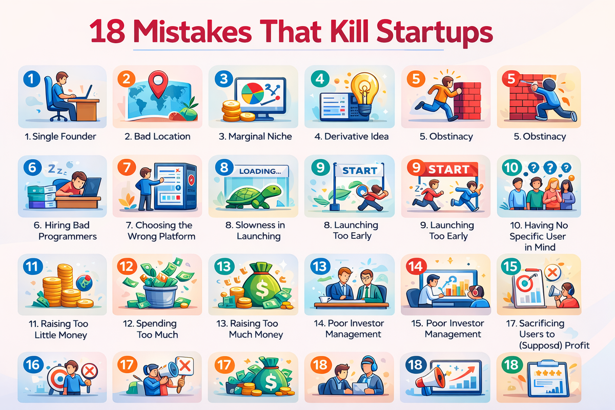 💀The 18 Mistakes That Kill Startups